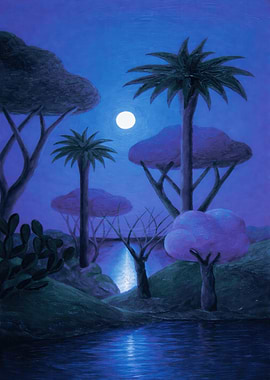 Enchanted Moonlit Jungle Scene
