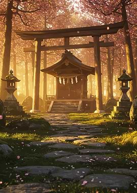 Serene Japanese Cherry Blossom Forest