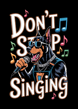 Doberman Singing with Microphone