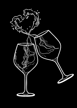 Wine Glasses Heart Splash