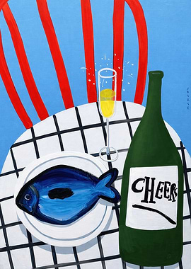 Cheers to a Blue Fish Dinner
