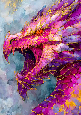 Purple Dragon Head With Gold Details