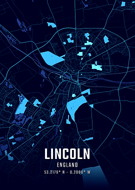 Lincoln England Midnight City Map