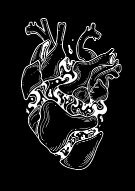 Abstract Anatomical Heart Illustration