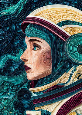 Female Astronaut Paper Quilling Art