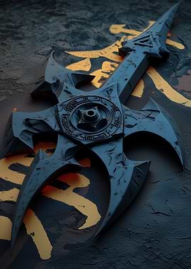 Dark Fantasy Weapon with Japanese Symbol