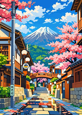 Mount Fuji with Cherry Blossoms