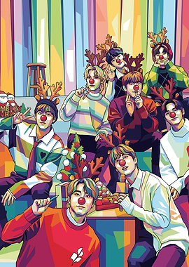 K-Pop Group Christmas Pop Art