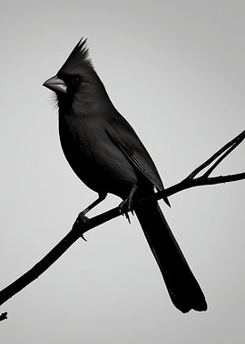 Black Cardinal on a Branch