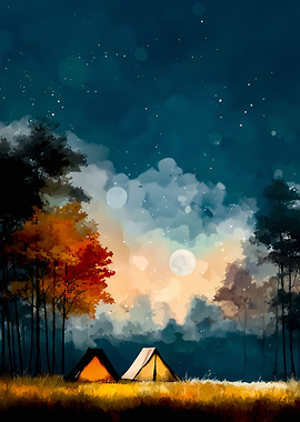 Camping under the starry night sky