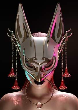 Jeweled Kitsune Fox Mask