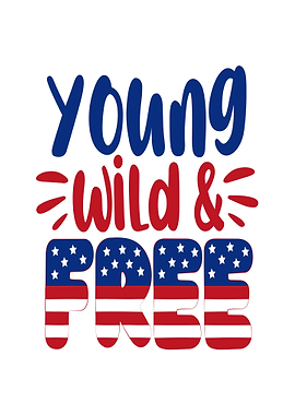 Young Wild & Free American Flag Text Art