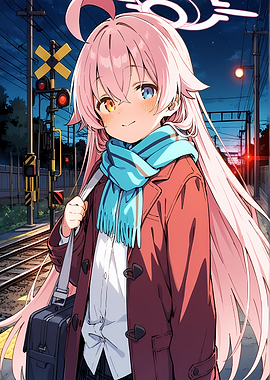 Anime Girl at Train Station
