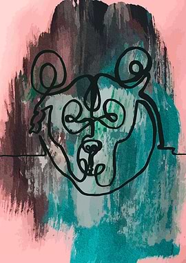 Abstract Bear Face Line Art