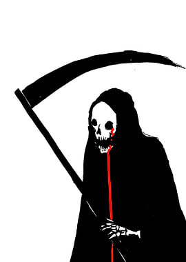 Grim Reaper with Scythe and Blood