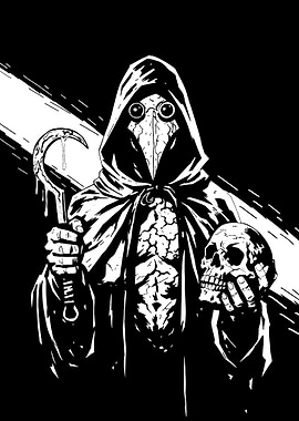 Plague Doctor with Skull and Scythe