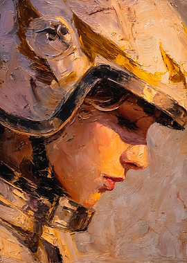 Futuristic Astronaut Helmet Oil Painting