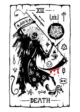 Death Tarot Card with Occult Symbols