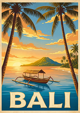 Vintage Bali Travel Poster