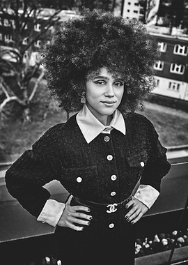 Nathalie Emmanuel with Afro