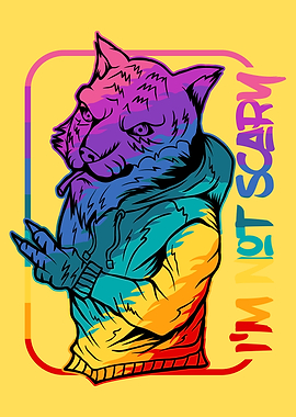 Cool Wolf Character with 'I'm Not Scary' Text