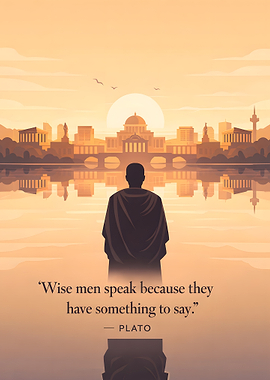 Plato quote with cityscape reflection
