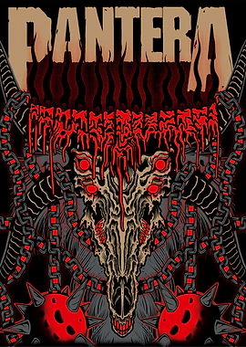 Pantera Band Logo with Skull and Chains