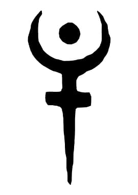 Black Symbol with Crescent and Circle