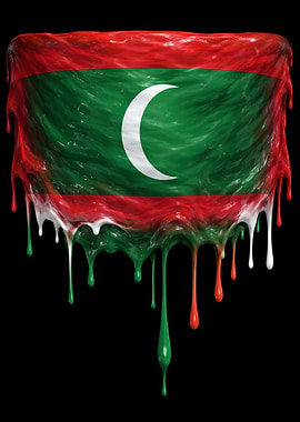 Maldives Flag Colorful Dripping
