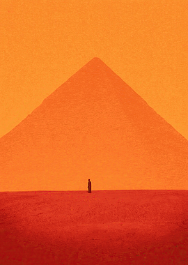 Lone figure before a pyramid