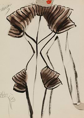 Fashion illustration with ruffled collar