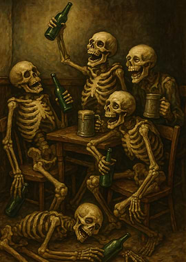 Skeletons Drinking in a Tavern