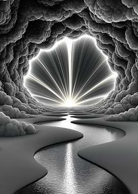 Surreal Landscape with Bright Light