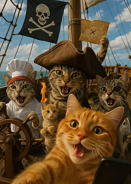 Pirate Cats Taking a Selfie