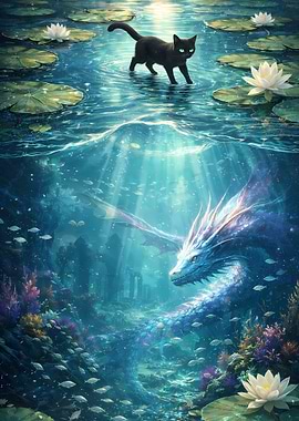 Black Cat and Underwater Dragon