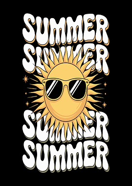 Retro Summer Sun with Sunglasses