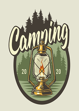 Camping Lantern with Forest Background