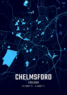 Chelmsford England Midnight City Map