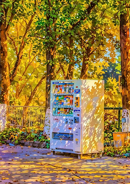 Vending Machine in Autumn Sunlight