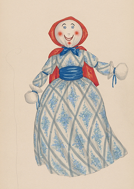 Watercolor painting of a doll