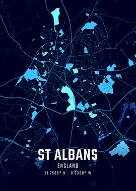 St Albans England Midnight City Map