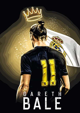 Gareth Bale with Crown and Real Madrid Flag