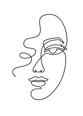 Minimalist Line Art of a Woman's Face