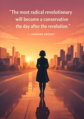 Revolutionary quote with cityscape