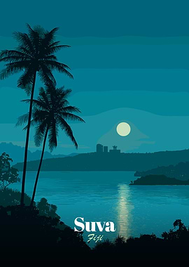 Suva Fiji Tropical Night Landscape