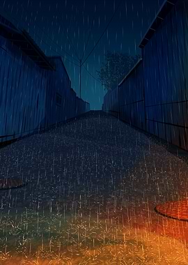 Rainy Alleyway at Night