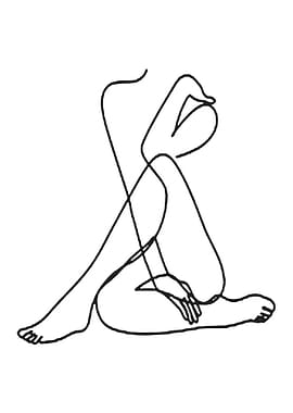 Minimalist Line Art of a Seated Woman