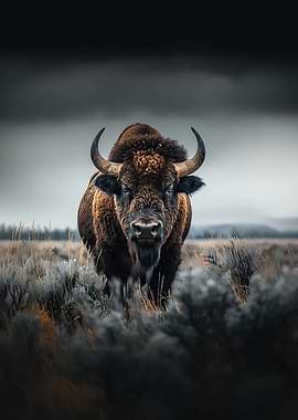 Majestic Bison in a Field