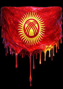 Kyrgyzstan Flag Colorful Dripping