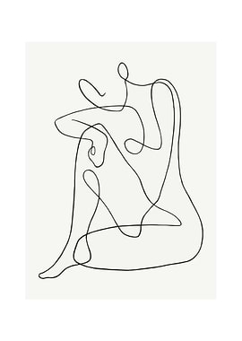 Abstract Line Art of a Seated Figure